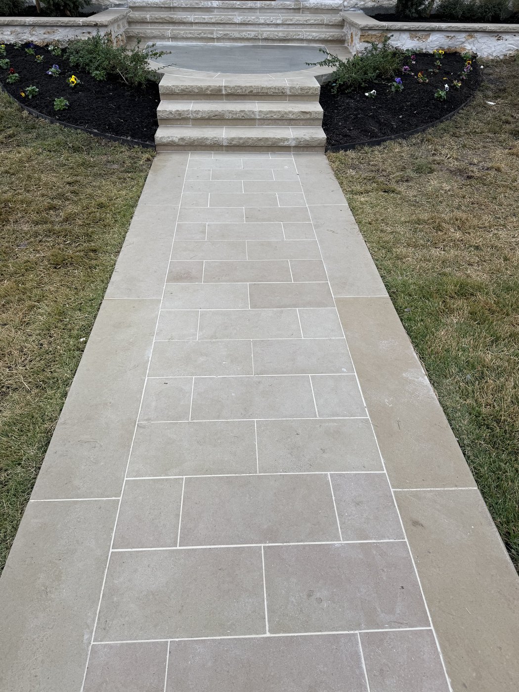 Italian villa — Granada Grey flagstone walkway cut to specification