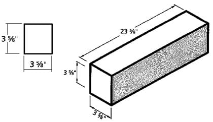 A drawing of a block with the measurements in inches.